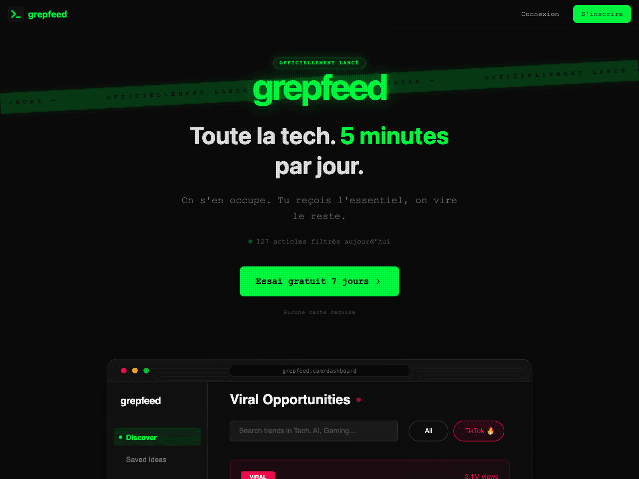 Grepfeed live product screenshot